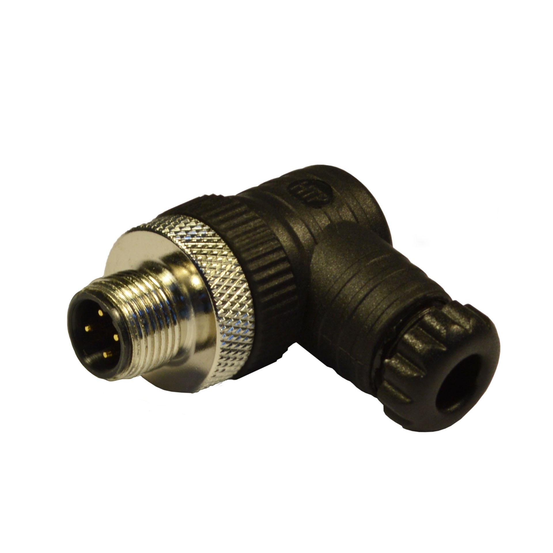 M12 B-CODED field attachable,male,90°,4p.,PG7